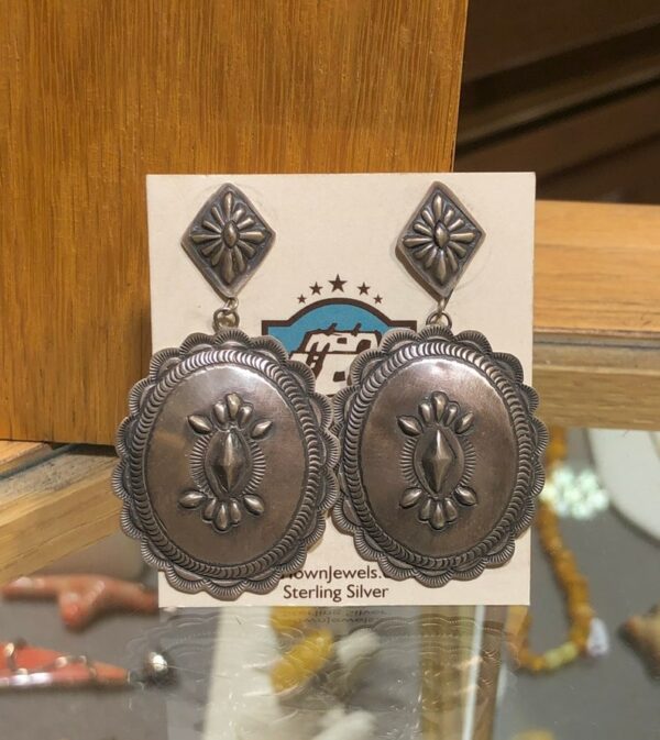 BEAUTIFUL Antiqued Style Sterling Silver Concho Navajo Handmade Earrings