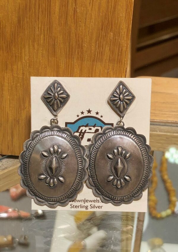 BEAUTIFUL Antiqued Style Sterling Silver Concho Navajo Handmade Earrings