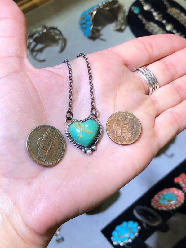 Beautiful Everyday Turquoise Sterling Silver Heart pendents with chains