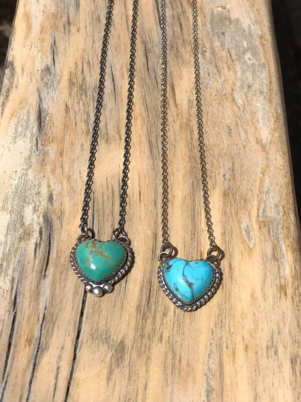 Beautiful Everyday Turquoise Sterling Silver Heart pendents with chains