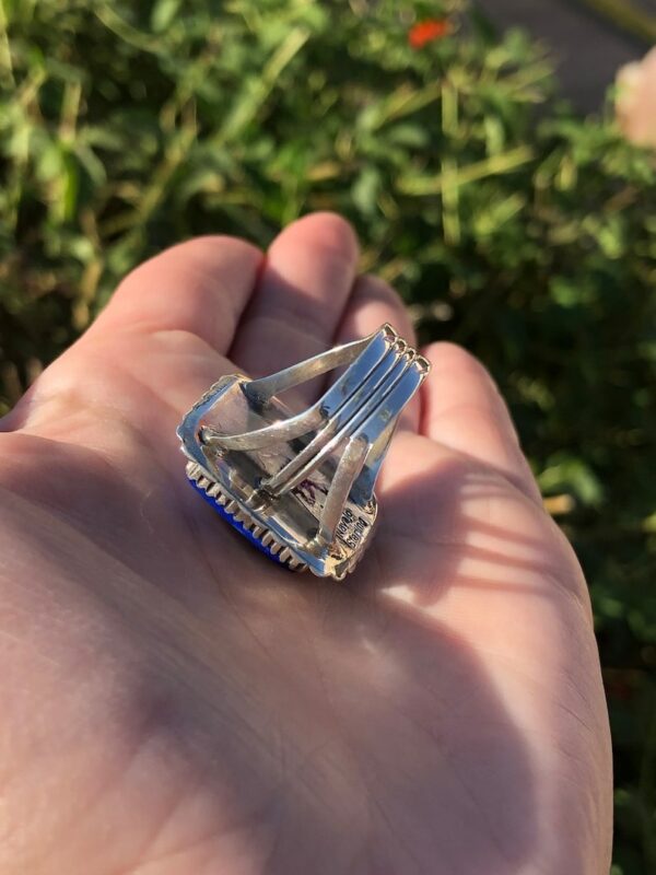 Beautiful Lapis Sterling silver Navajo WomensMens Square Ring