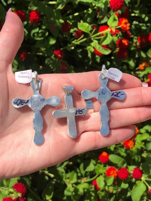 CROSSES! Zuni Multistone Inlay Turquoise + Coral + Onyx + Mother of pearl Cross Pendents