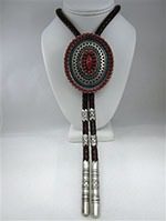 A bolo tie is shown on display.