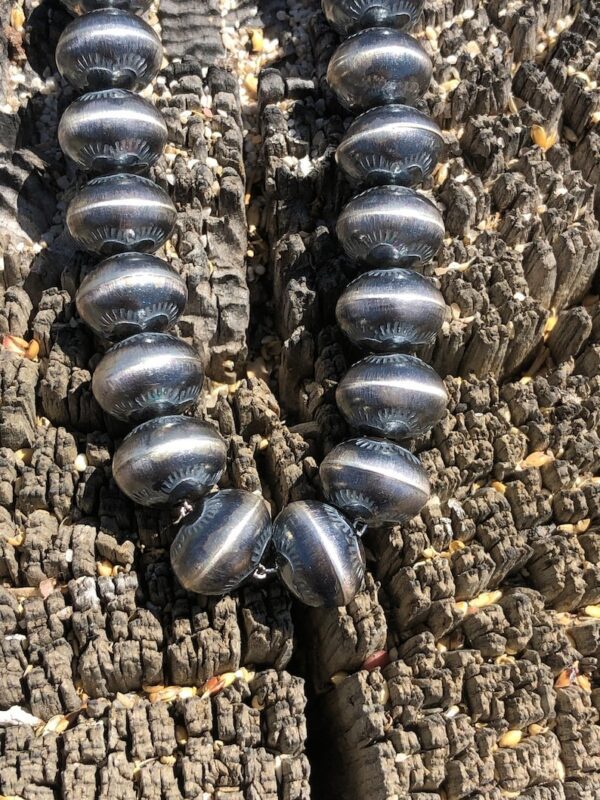 Handmade Etched Stamped Sterling Silver Navajo Beaded necklace