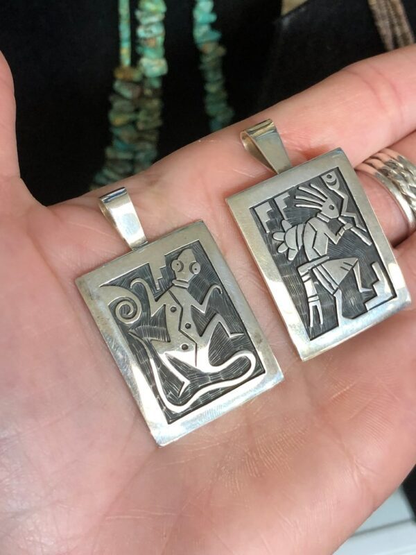 Hopi Symbols Sterling Silver Square Pendents Unisex