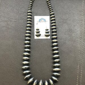 Large Handmade Navajo Sterling Silver Disc Beads Graduated Necklace