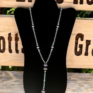 Long 34” Sterling silver Navajo Pearls Lariat Y necklace
