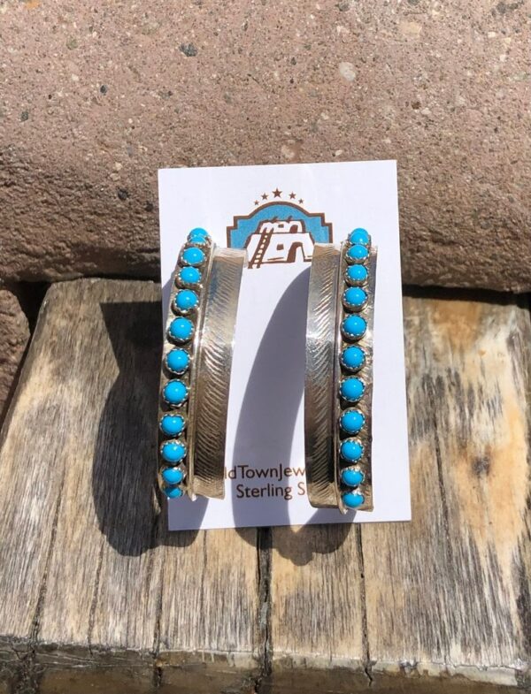 Navajo Turquoise Sterling Silver Hoop Earrings