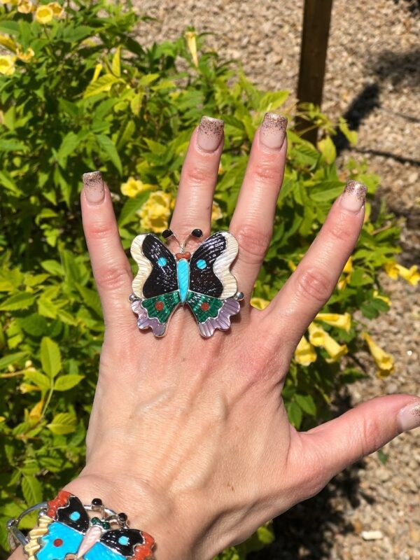Zuni Inlay Mother of pearls Multistone Butterfly Rings