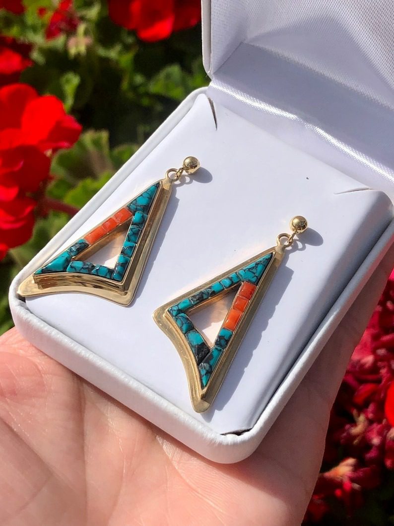 Gold Turquoise Earrings