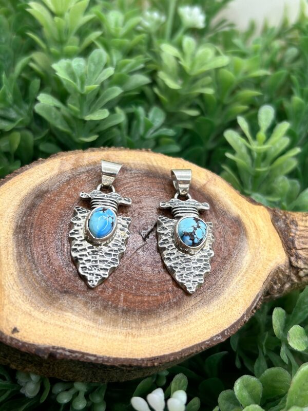 Golden Hills Turquoise Sterling Silver Arrowhead Pendants - Image 5