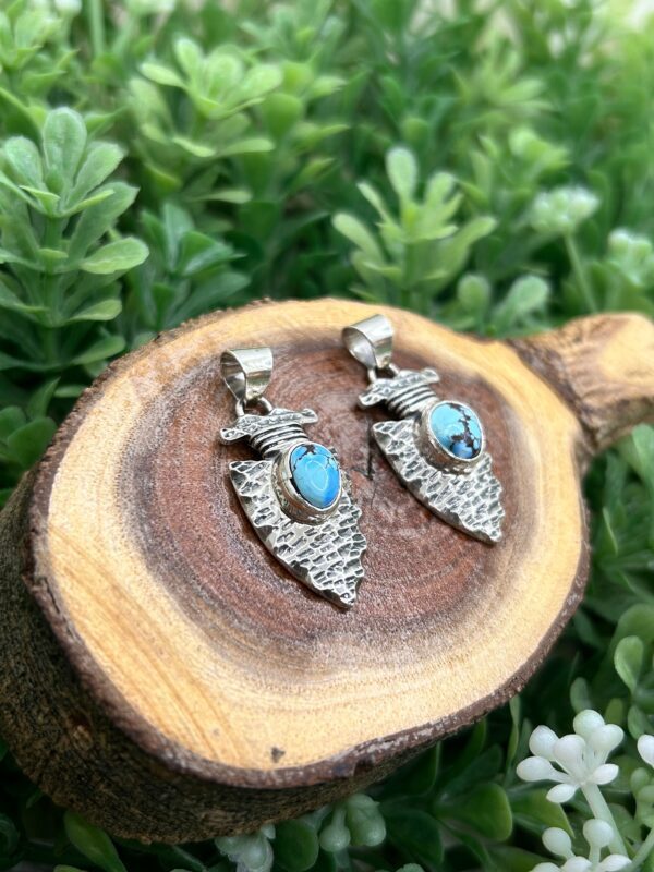 Golden Hills Turquoise Sterling Silver Arrowhead Pendants - Image 3