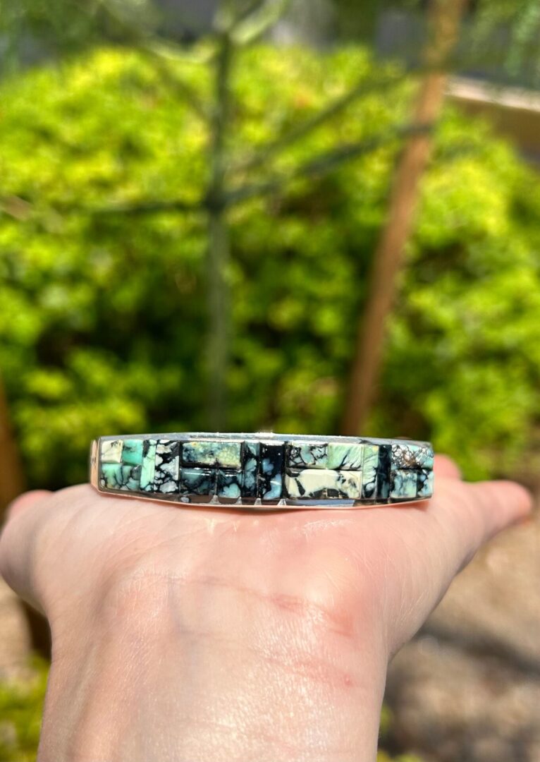 A Native American style turquoise and silver bracelet.