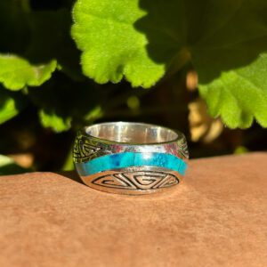 Sterling silver ring with blue turquoise inlay.