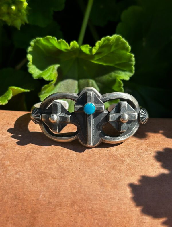 Vintage Navajo Cross Cuff Bracelet with Turquoise