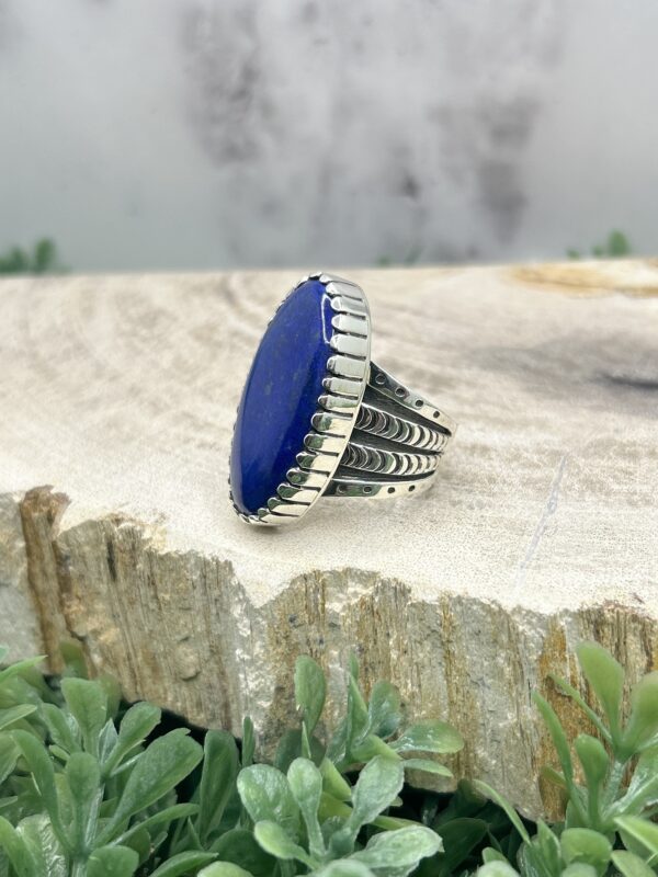 Mens Thick Heavy Sterling Silver Navajo Handmade Lapis Lazuli Ring