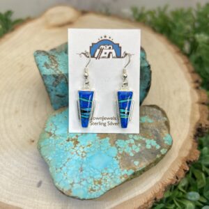 Blue turquoise inlay sterling silver earrings.