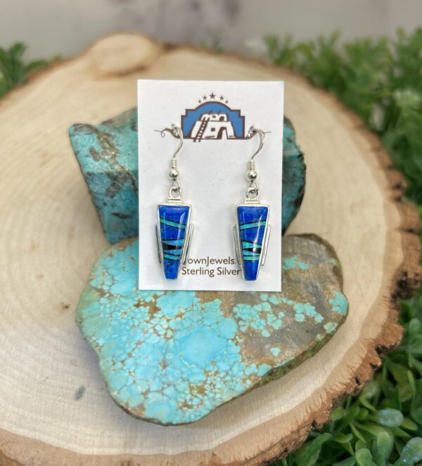 Blue turquoise inlay sterling silver earrings.