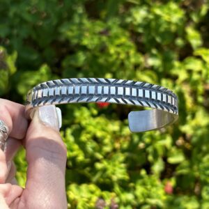 Navajo Handmade Thick Sterling Silver Mens Cuff Bracelet
