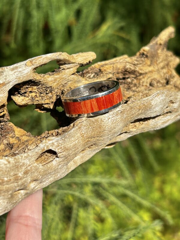 Spiny Oyster Shell Sterling Silver Navajo Handmade Henry Yazzie Band Ring - Image 7