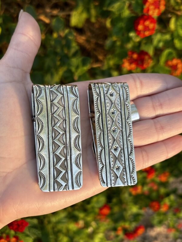 Money Clips, Sterling Silver Turquoise and Coral Navajo handmade - Image 6