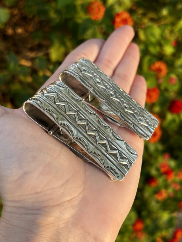 Money Clips, Sterling Silver Turquoise and Coral Navajo handmade - Image 3