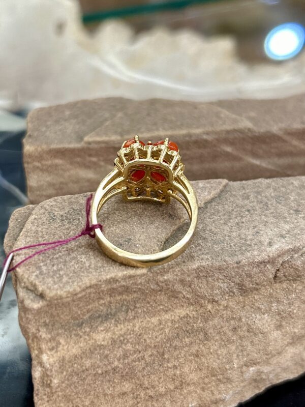 High Grade Coral Solid 14Kt Gold Diamond Ring - Image 6