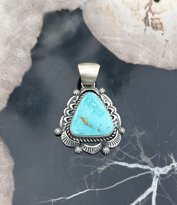 Blue Sonoran Turquoise Sterling Silver Navajo Pendant