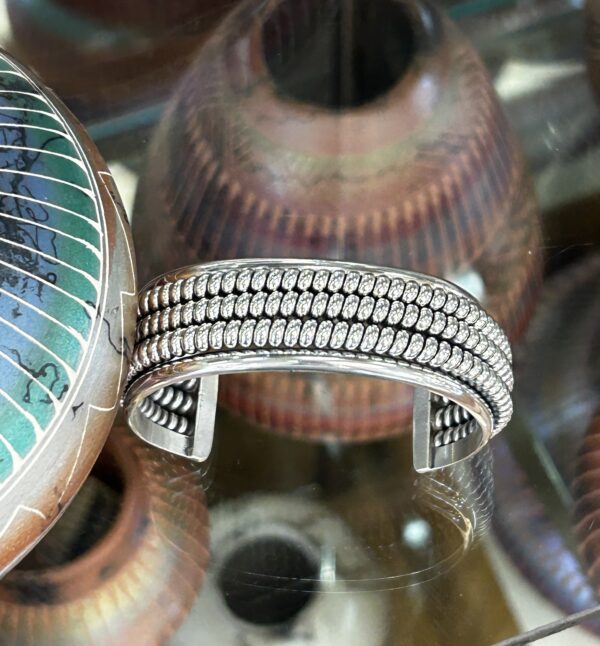 Navajo Sterling Silver 3 Row Braided Womens Cuff Bracelet - Image 6