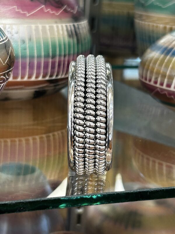 Navajo Sterling Silver 3 Row Braided Womens Cuff Bracelet - Image 4