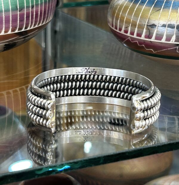 Navajo Sterling Silver 3 Row Braided Womens Cuff Bracelet - Image 7