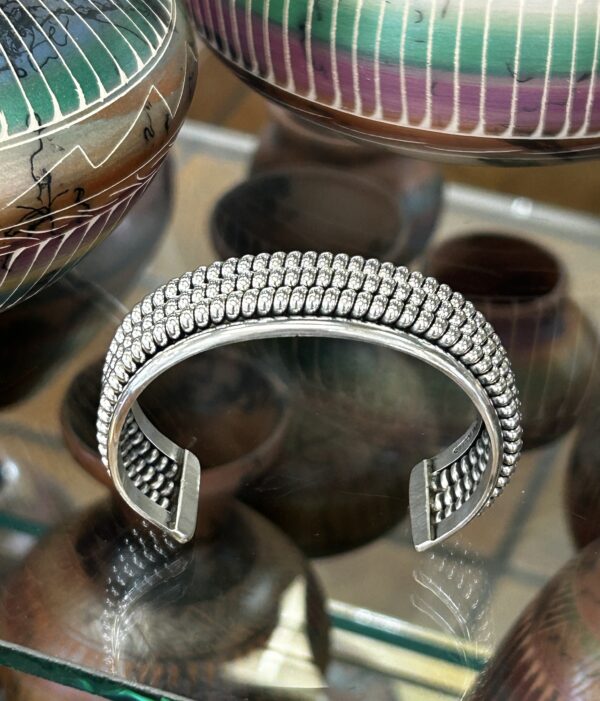 Navajo Sterling Silver 3 Row Braided Womens Cuff Bracelet - Image 2