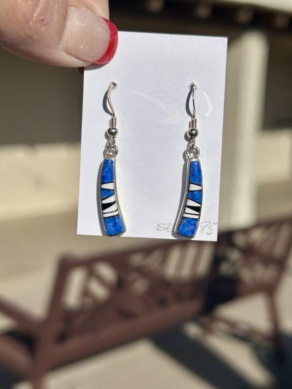 Lapis Inlay Sterling Silver Navajo Handmade Necklace and Earrings Set - Image 7