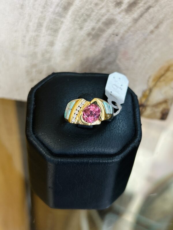 Thane Deleon 14K Gold Diamond Pink Garnet Womens Ring - Image 7