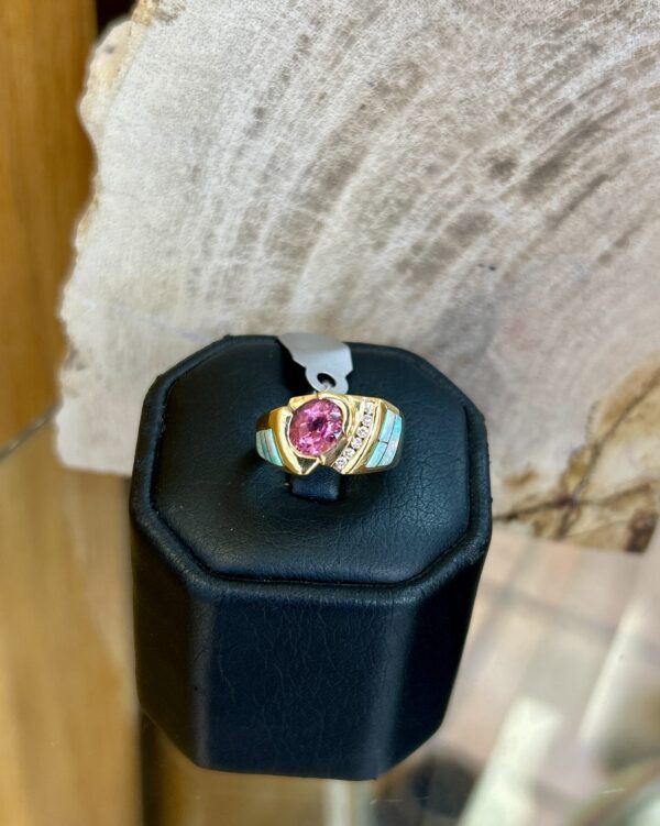 Thane Deleon 14K Gold Diamond Pink Garnet Womens Ring - Image 2