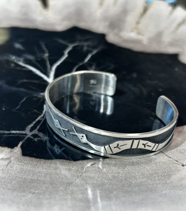 Hopi Handmade Snake Symbolic Sterling Silver Unisex Cuff Bracelet - Image 6