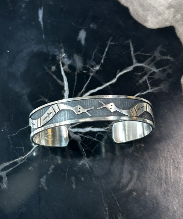 Hopi Handmade Snake Symbolic Sterling Silver Unisex Cuff Bracelet - Image 5