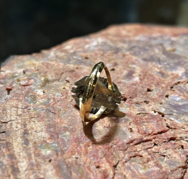 Navajo Handmade 14K Gold Mediterranean Coral Ring - Image 6