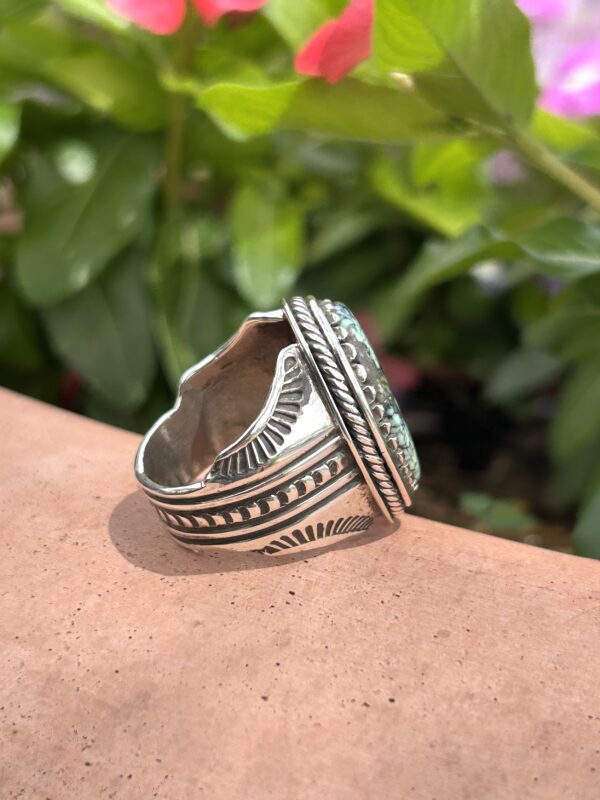 Mens Spiderweb Pixie Variscite Sterling Silver Navajo Handamde Ring - Image 6