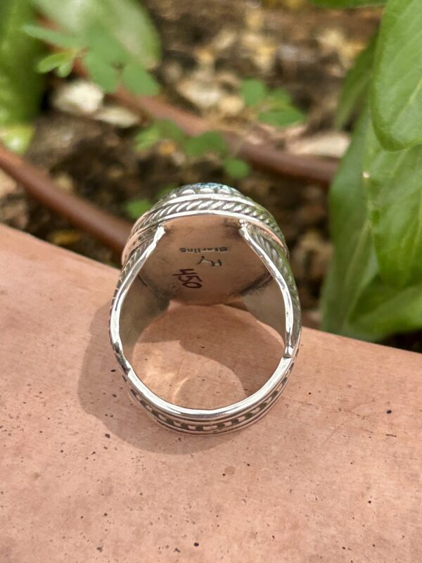 Mens Spiderweb Pixie Variscite Sterling Silver Navajo Handamde Ring - Image 8
