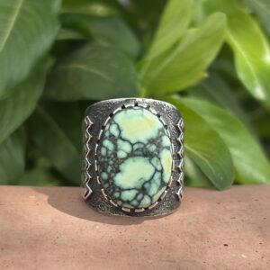 Pixie Spiderweb Variscite Sterling Silver Navajo Handmade Unisex Ring