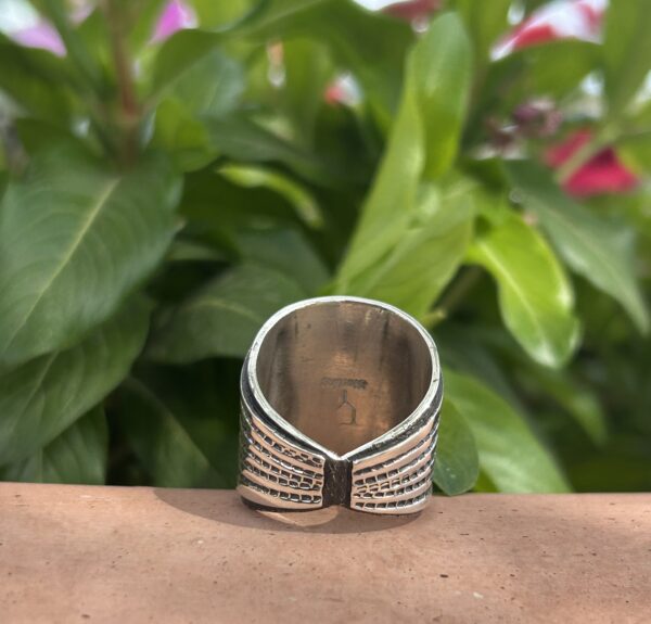 Pixie Spiderweb Variscite Sterling Silver Navajo Handmade Unisex Ring - Image 6