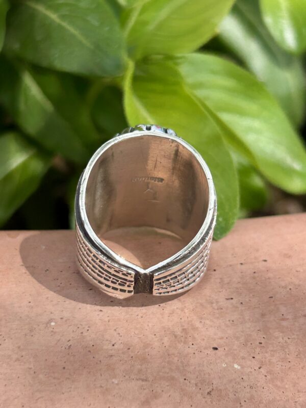 Pixie Spiderweb Variscite Sterling Silver Navajo Handmade Unisex Ring - Image 7