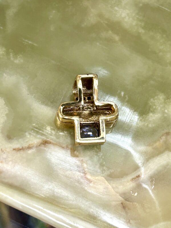 14K Gold Diamond Tanzanite With Australian Opal Inlay Pendant - Image 7