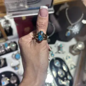 Reserved for Jim 14KT Gold Bisbee Turquoise Navajo Handmade Mens Ring