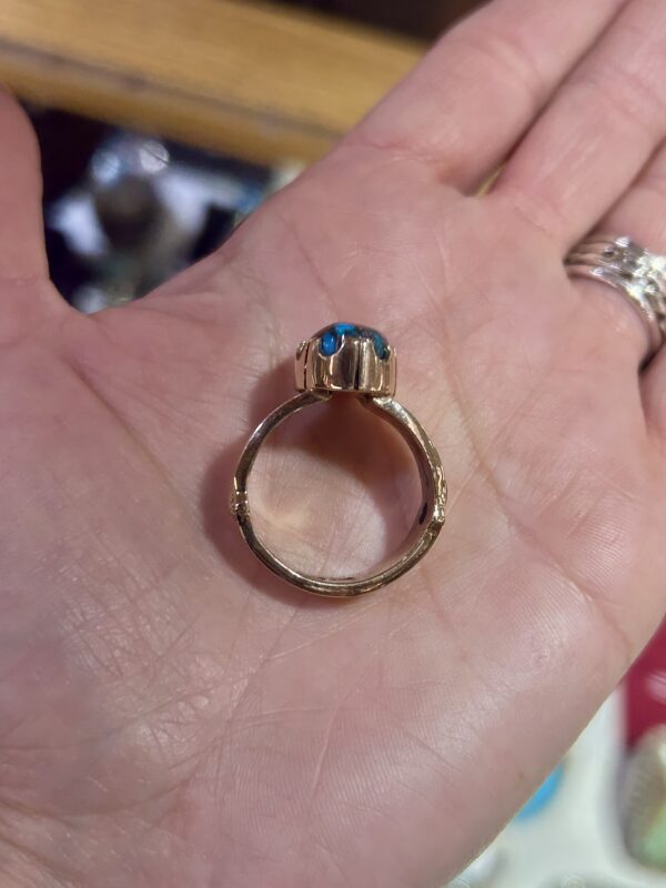 Reserved for Jim 14KT Gold Bisbee Turquoise Navajo Handmade Mens Ring - Image 3