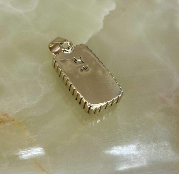 14K Gold Navajo Handmade Spiderweb Varicite Square Rectangular Pendant - Image 5
