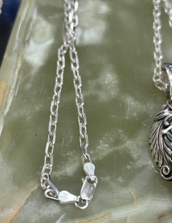 Spiderweb Variscite Navajo Handmade Sterling Silver Bear Claw Pendant with Sterling Silver Chain - Image 9