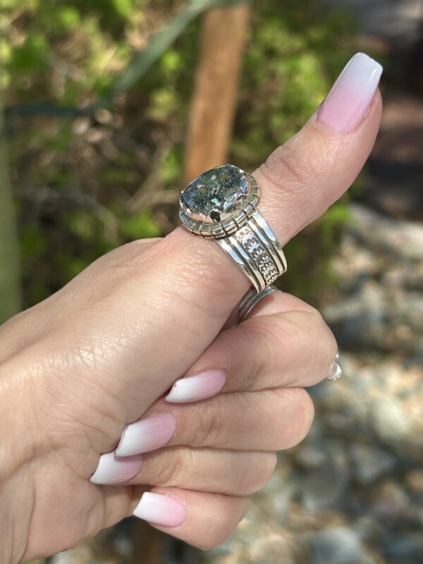 High Grade Pyrite Navajo Handmade Sterling Silver Mens/Womens Ring - Image 9