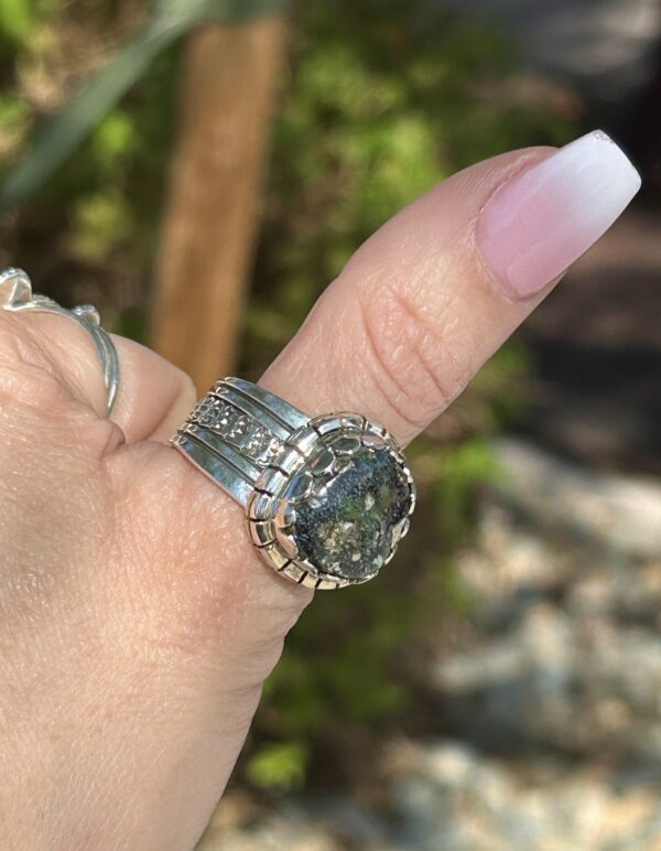 High Grade Pyrite Navajo Handmade Sterling Silver Mens/Womens Ring - Image 7